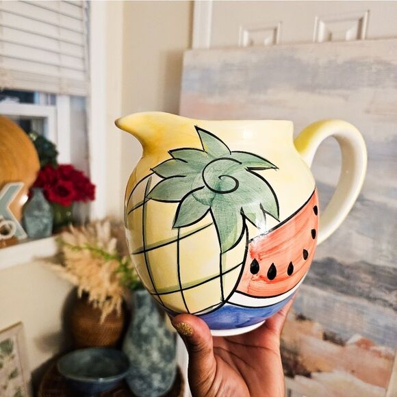 Y2K Hand-Painted Fruit Ceramic Pitcher – 9 Cup Capacity – Glossy Summer Aestheti - Picture 6 of 15